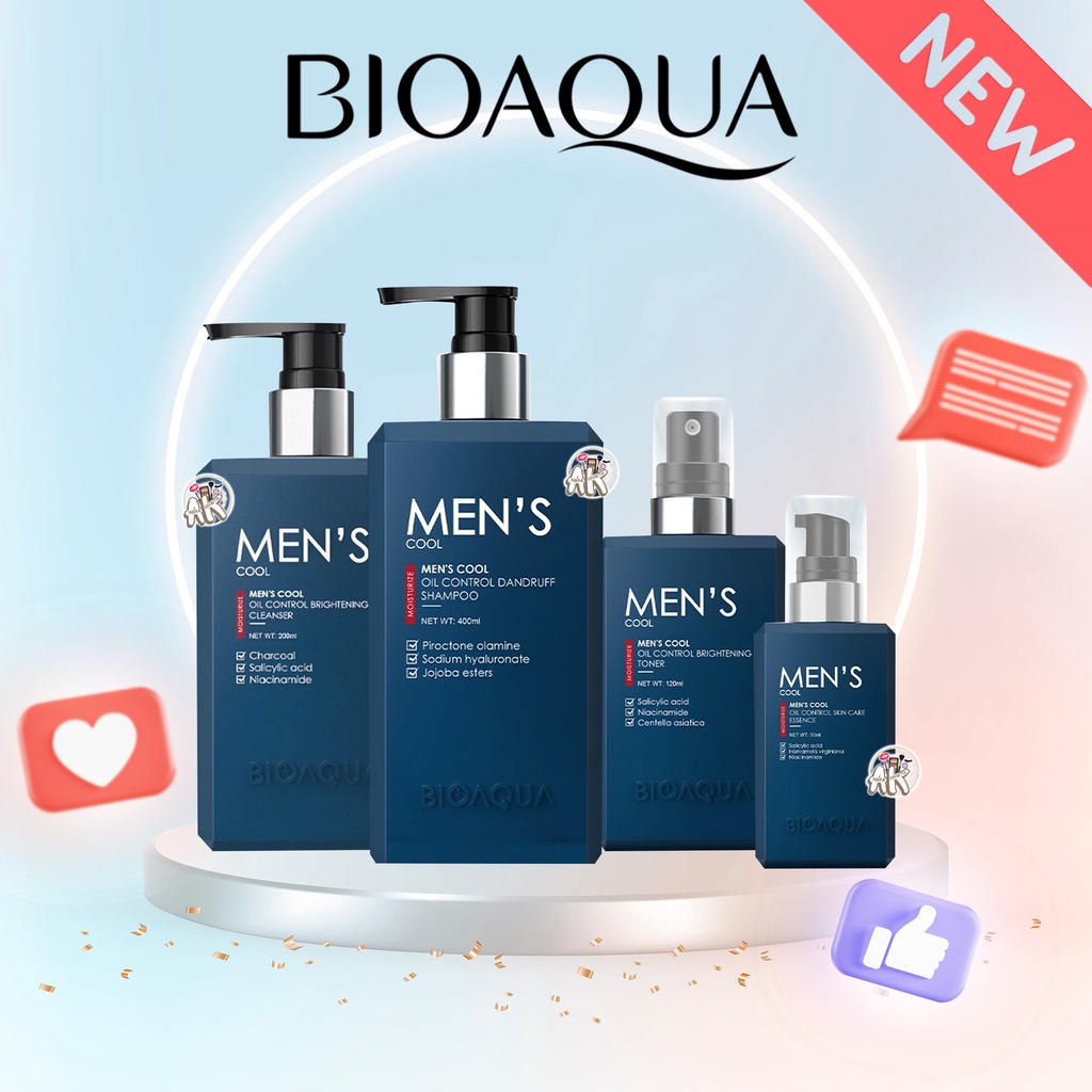 BIOAQUA MEN'S SERIES ( CLEANSER OIL CONTROL 200ML / SHAMPOO DANDRUFF 400ML / TONER OIL CONTROL 120ML )