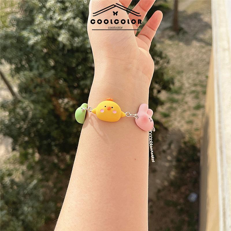 COD❤️Gelang Couple Gaya Ins Rantai Perak Hewan Liontin Aksesoris Wanita Korea- cl