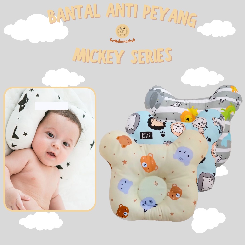 (BEE HAPPY) Bantal Bayi Anti Peyang Mickey Series | Bantal Bayi | Flat Head Prevention Pillow | Bantal Mickey Series