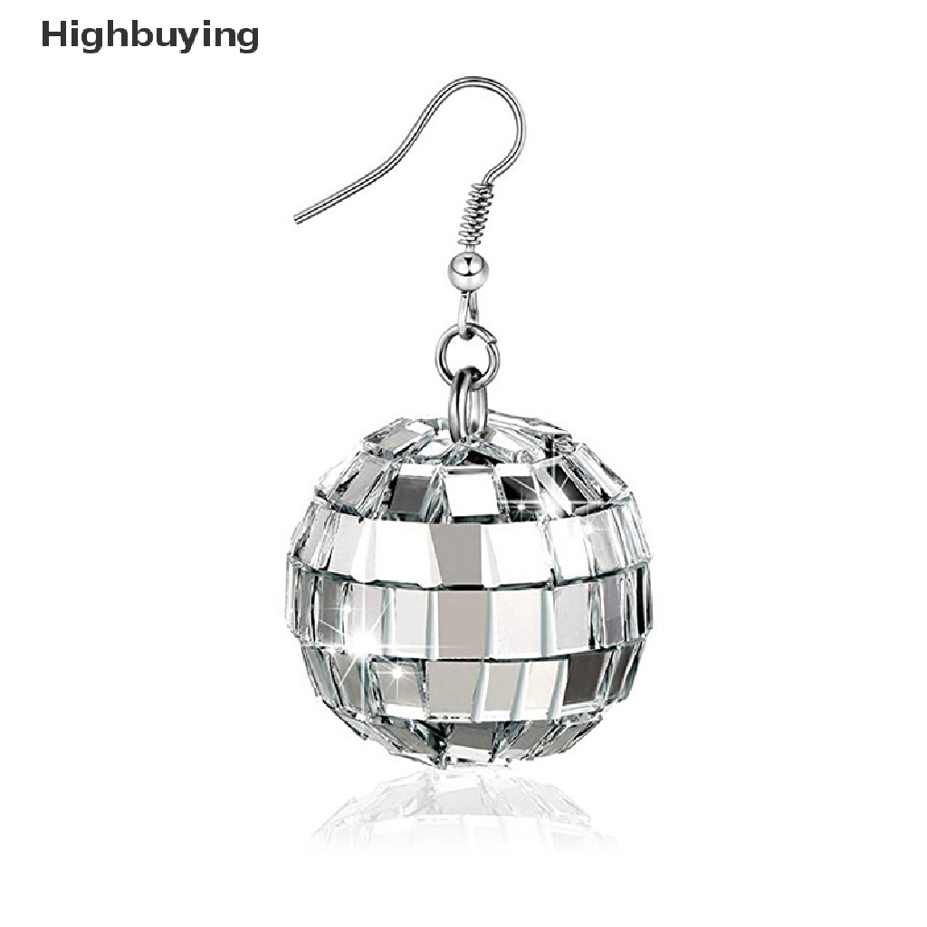 Hbid 1pasang 70s Warna Perak Shiny Disco Ball Menjuntai Anting Untuk Wanita Keren Fashion Perhiasan Retro Bulat Drop Earrings Glory