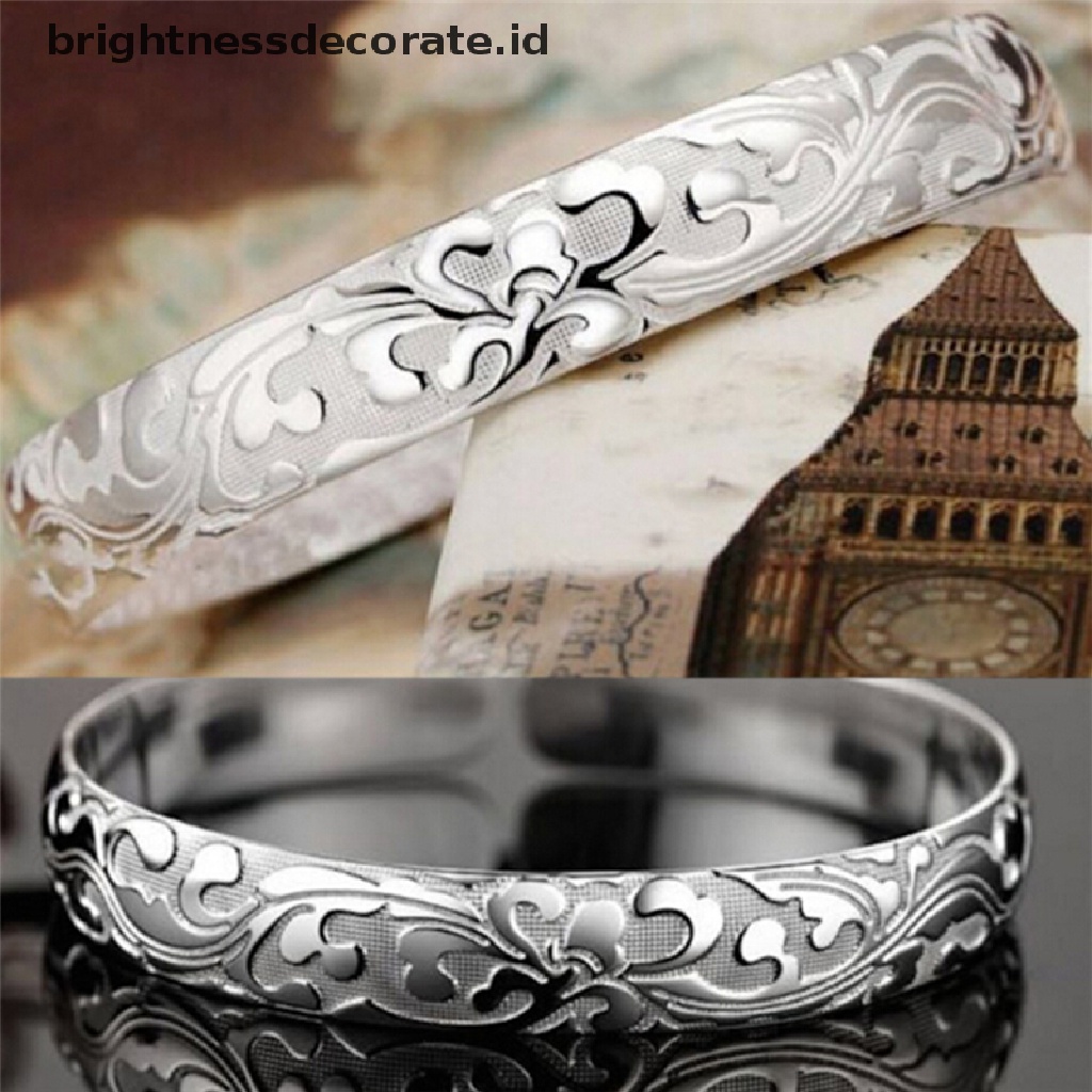 [Birth] Fashion Perhiasan Wanita Perak Berlapis Bangles Cuff Bracelets Kualitas Tinggi [ID]