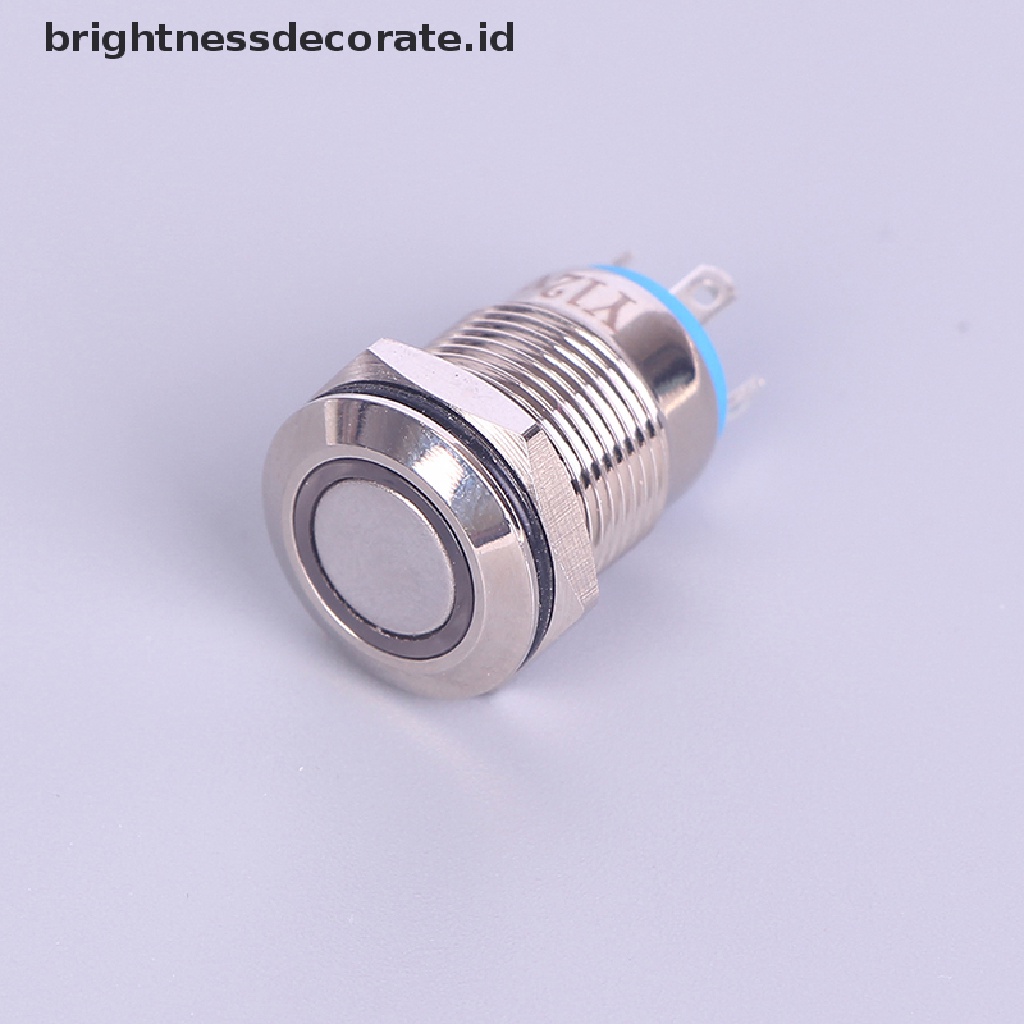 [Birth] 12mm Metal Annular Push Button Black Saklar Ring Lampu LED Kait Sesaat [ID]