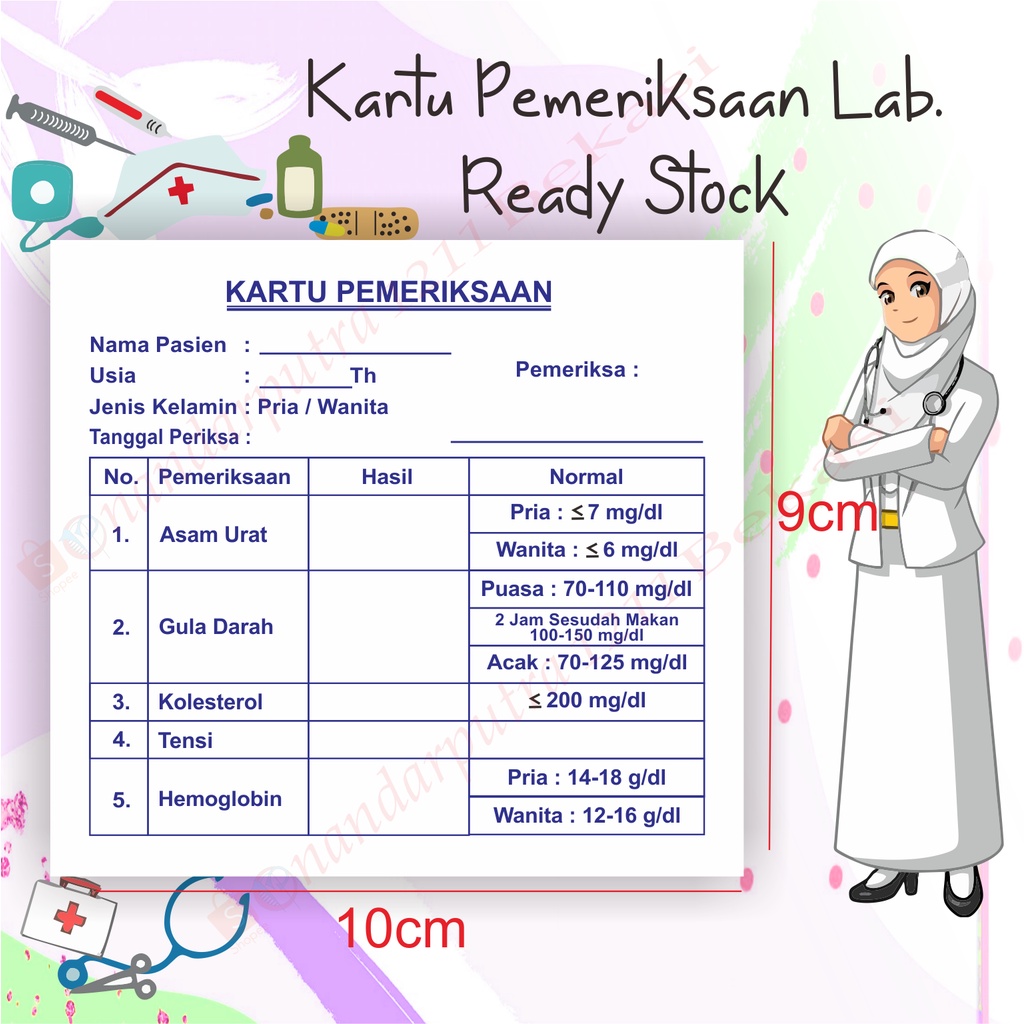 

Kartu Pemeriksaan Lab/ Kartu Kontrol Ready Stock