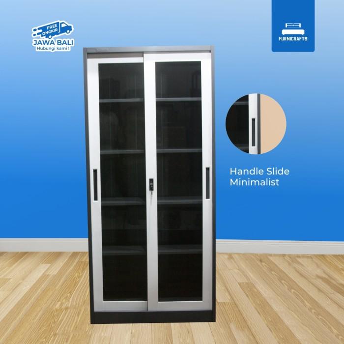 MINERVA CABINET 19 SL LEMARI ARSIP METAL BESI GESER KACA 2 PINTU KUNCI