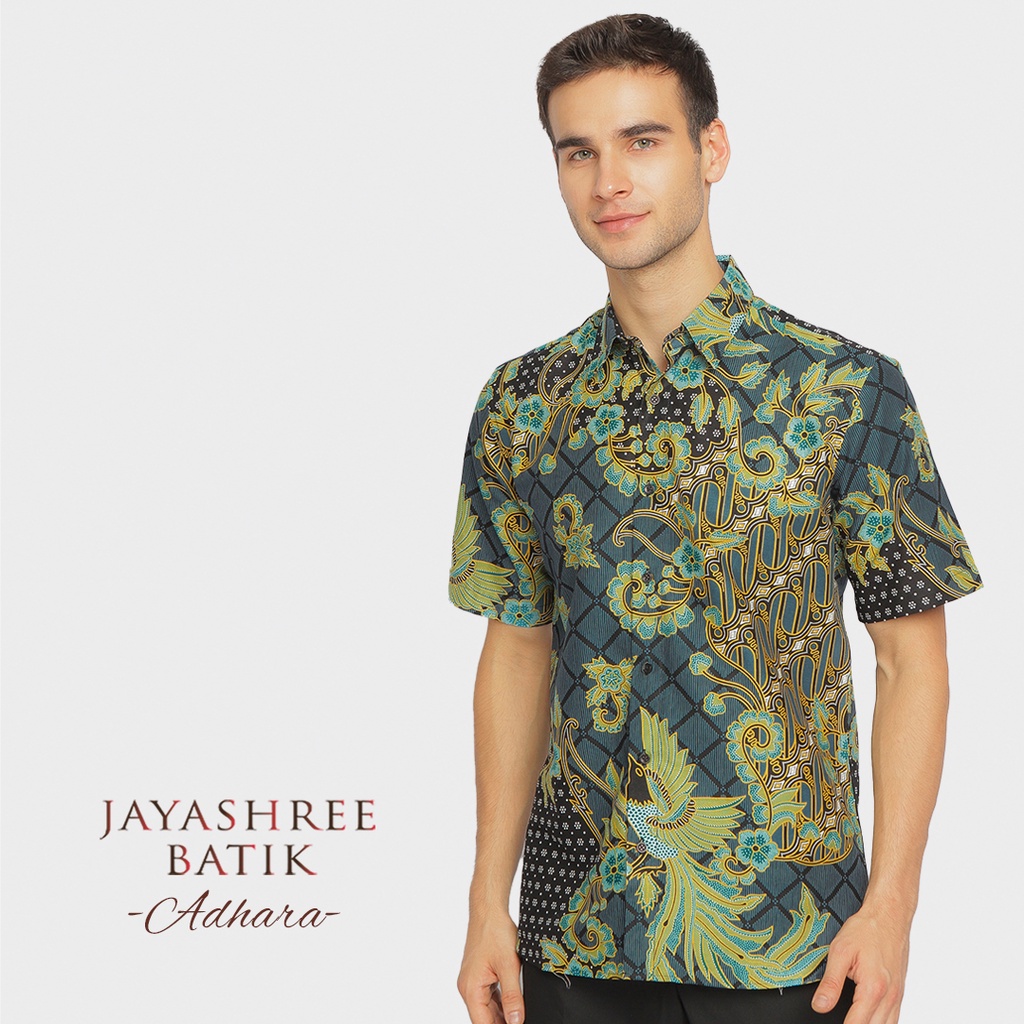 JAYASHREE - Adhara Bahan Katun Premium - Kemeja Kerja Batik Pria Slimfit Lengan Pendek