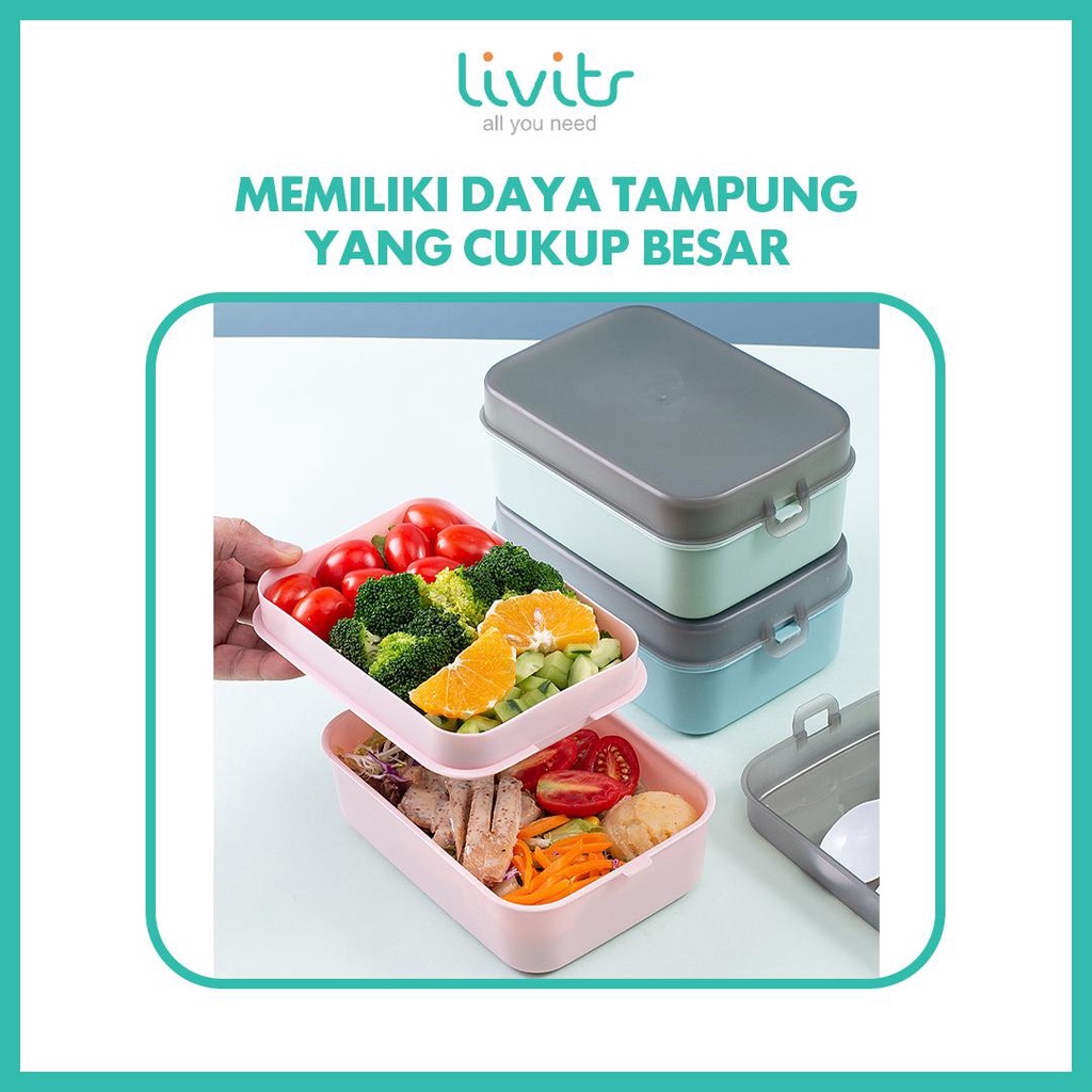 2IN1 KOTAK MAKAN SET !!! Lunch Box I Tempat Kotak Makan I Lunch Box 2 Tingkat