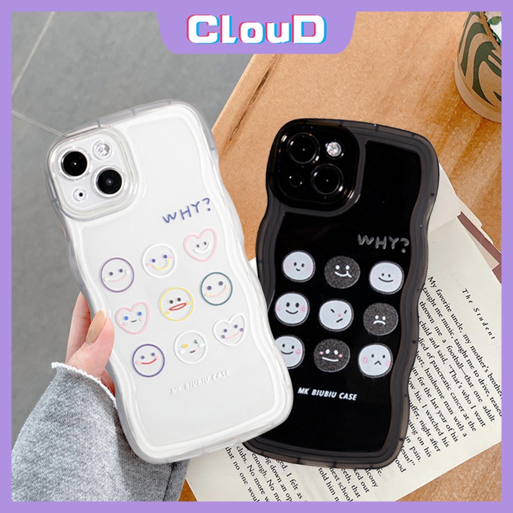 Cute Smiley Couple Wavy Edge Case Realme C33 10 C15 C30 C12 C21Y C11 C35 C20A C25 C25Y C17 C25s C20 Realme 8i 9i 7i 8 9 9Pro+8Pro 5 7 C3 5i 6i Kartun Ekspresi Lucu Soft Cover