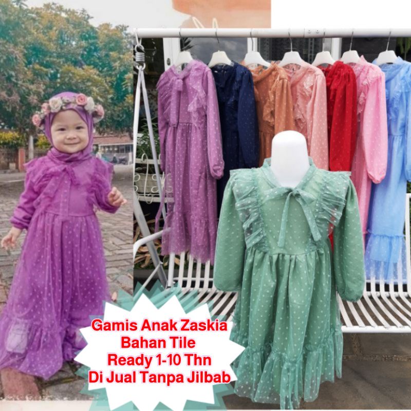 Baju Gamis Anak Zaskia Bahan Tile Usia 2-10 Thn / Baju Pesta Anak