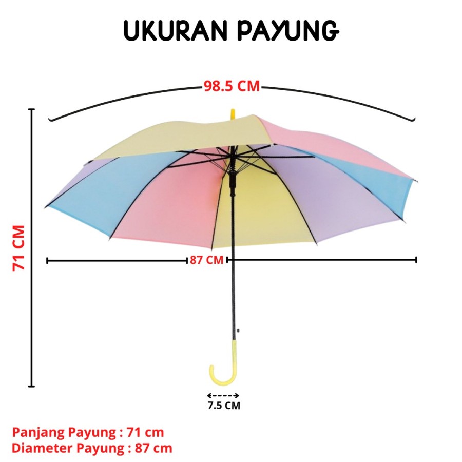 Payung Transparan Style Korea Jepang Polos Warna Warni Lipat Murah