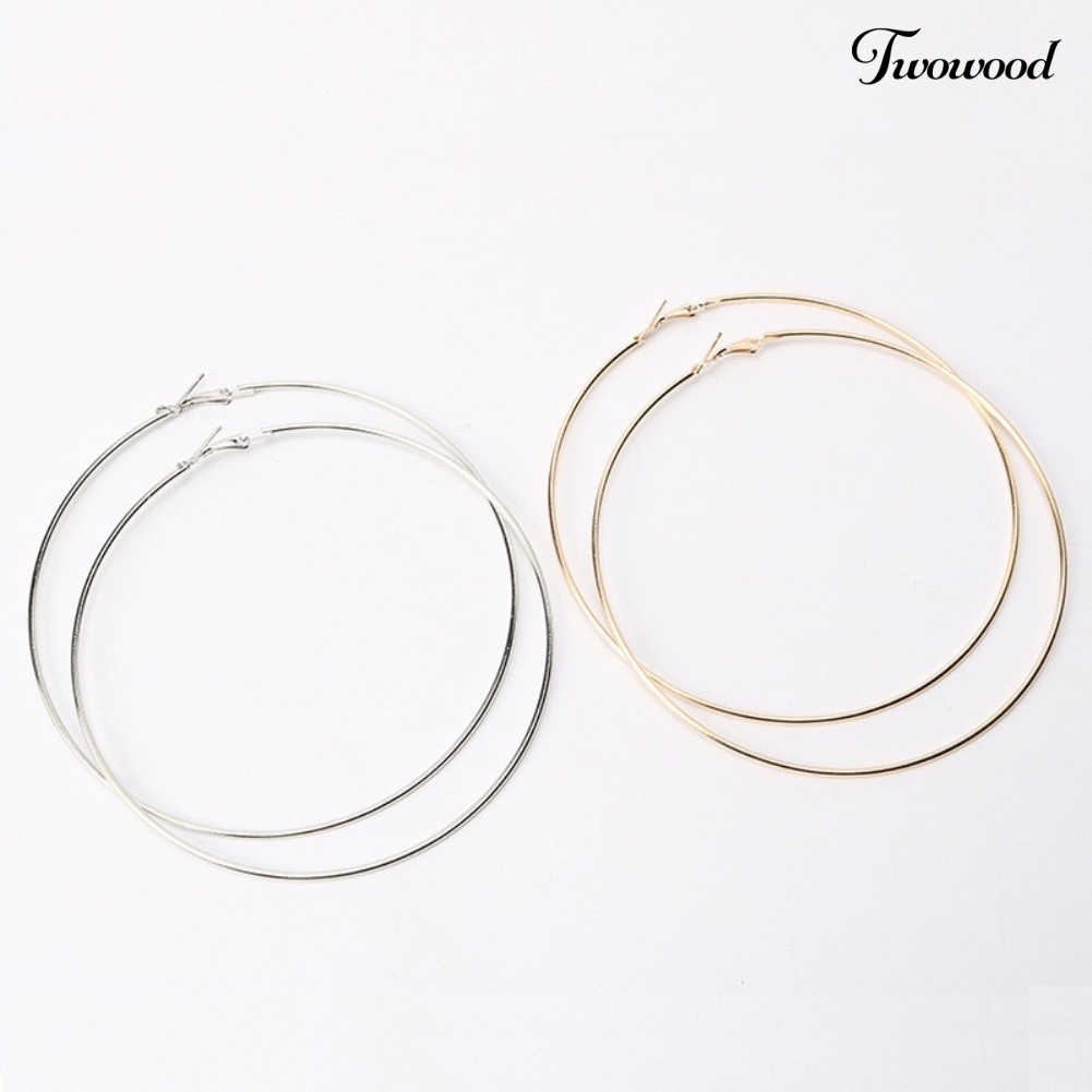 Twowood Simple Wanita Berongga Lingkaran Besar Hoop Earrings Pesta Pernyataan Perhiasan Hadiah Teman