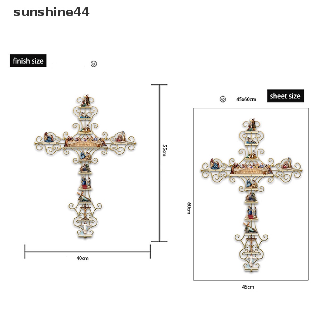 Stiker Salib Pajangan Sunshine The Life of Christ Wall Decal Aksesori Kitab Suci.