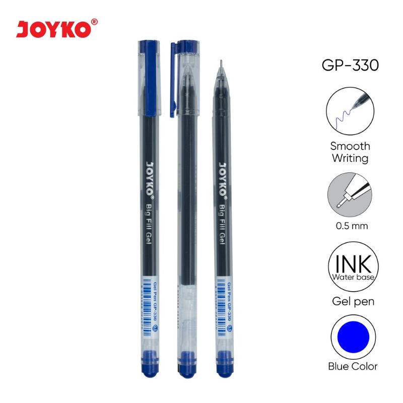 Gel Pen joyko GP330 Pulpen gel joyko GP 330  Pena gel Joyko GP-330 Big Fill Gel 0.5 mm