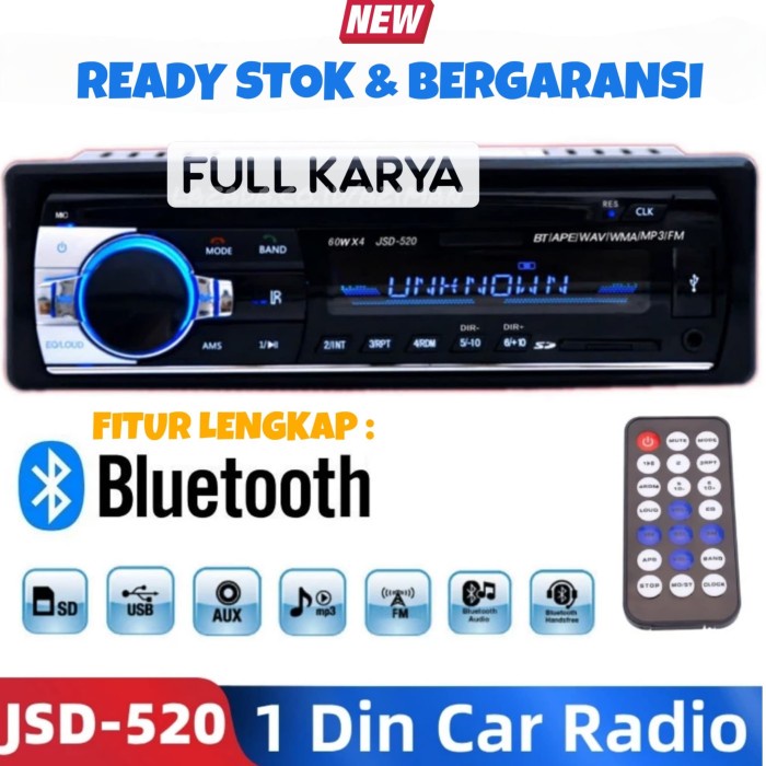 Tape Audio Mobil / Tep Mobil Bluetooth / Head Unit Single Din JSD 520