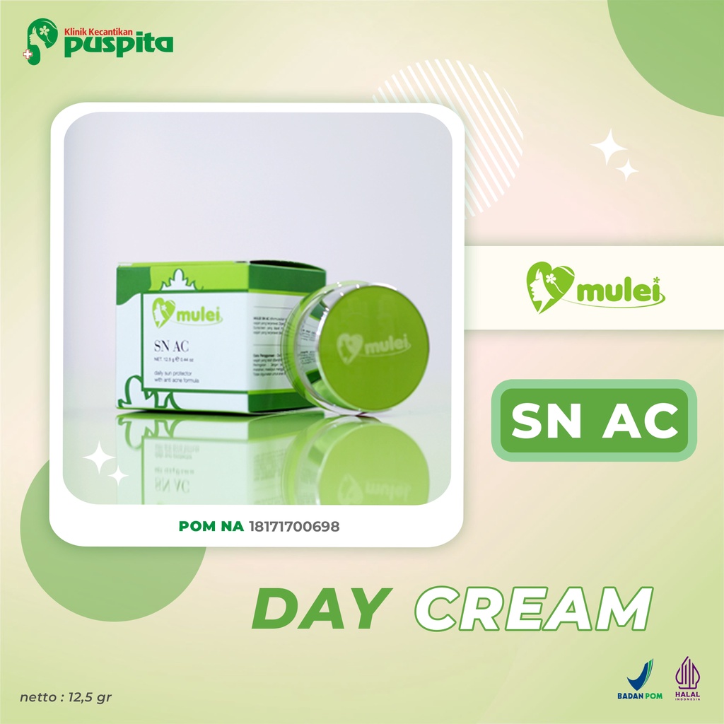 MULEI SN AC Sunscreen Acne Care SPF - Sunblock Wajah untuk Kulit Berjerawat & Berminyak, Oil Control
