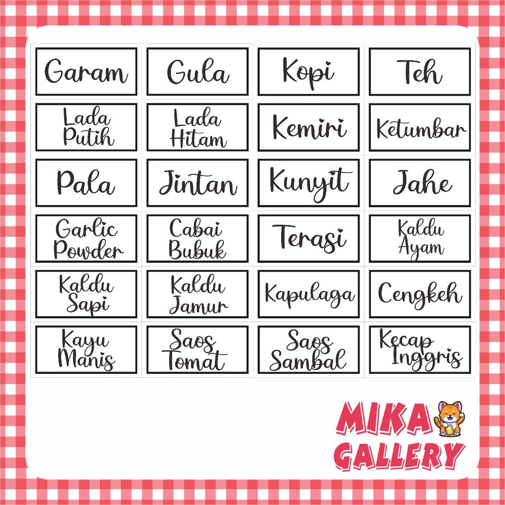 Stiker Bumbu Dapur Sticker Label Transparan Waterproof