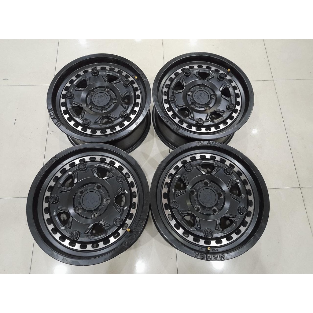 Velg Mobil Bekas Seken Ring 16 Lubang 5 BLACK MAMBA R16 Lebar 7,5 ET35