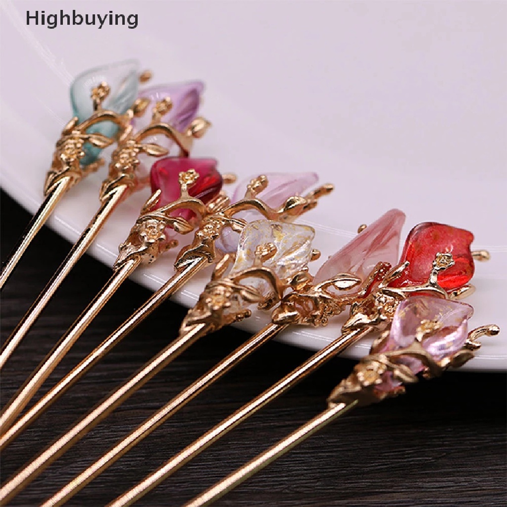 Hbid Vintage Gaya Cina Rambut Stik Wanita Metal Glaze Hair Fork Hairpin Hair Clip Glory