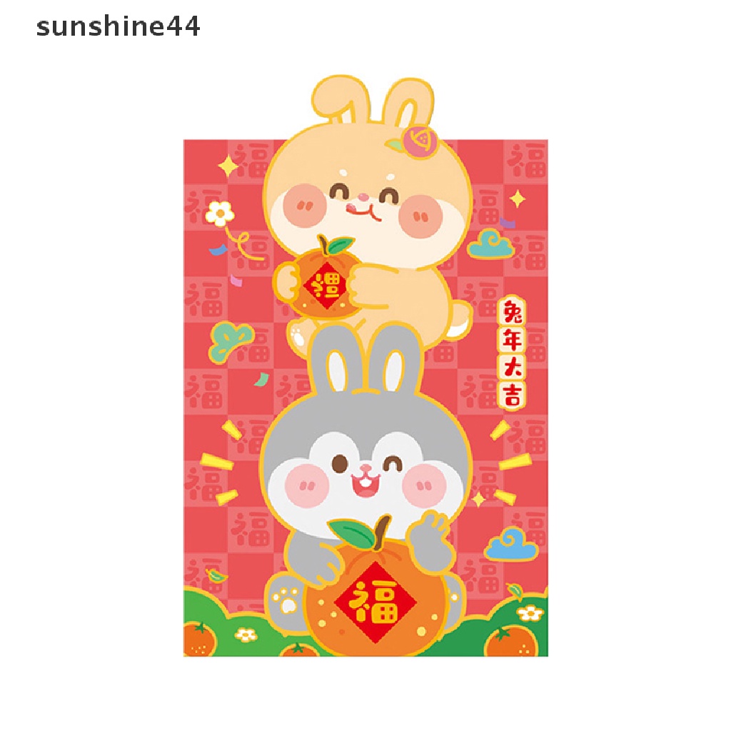 Sunshine 6pcs2023 Amplop Merah Kartun Kelinci Tahun Imlek Festival Musim Semi Kantong Merah.
