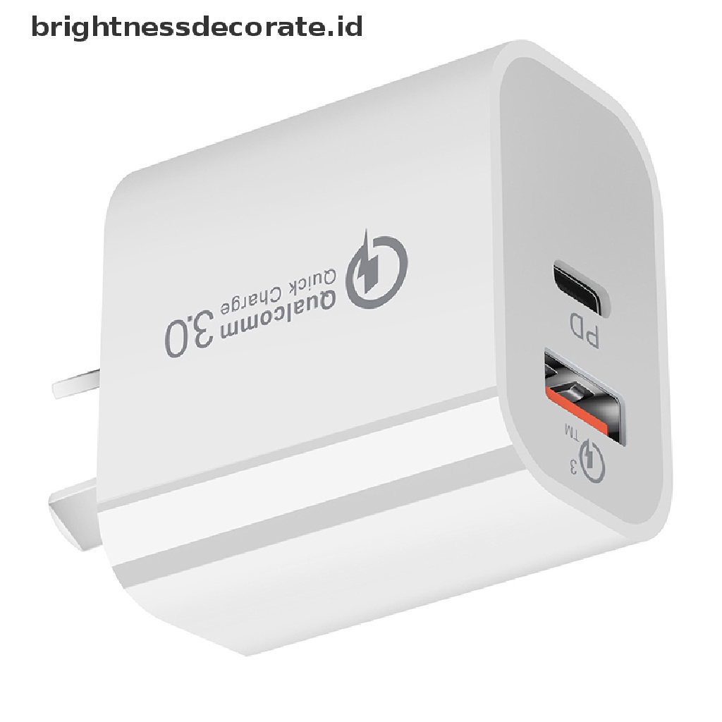 [Birth] 18w Pd Qc 3.0 Dual Usb Charger Quick Charge Eu Us Eu Au Plug Power Adapter [ID]