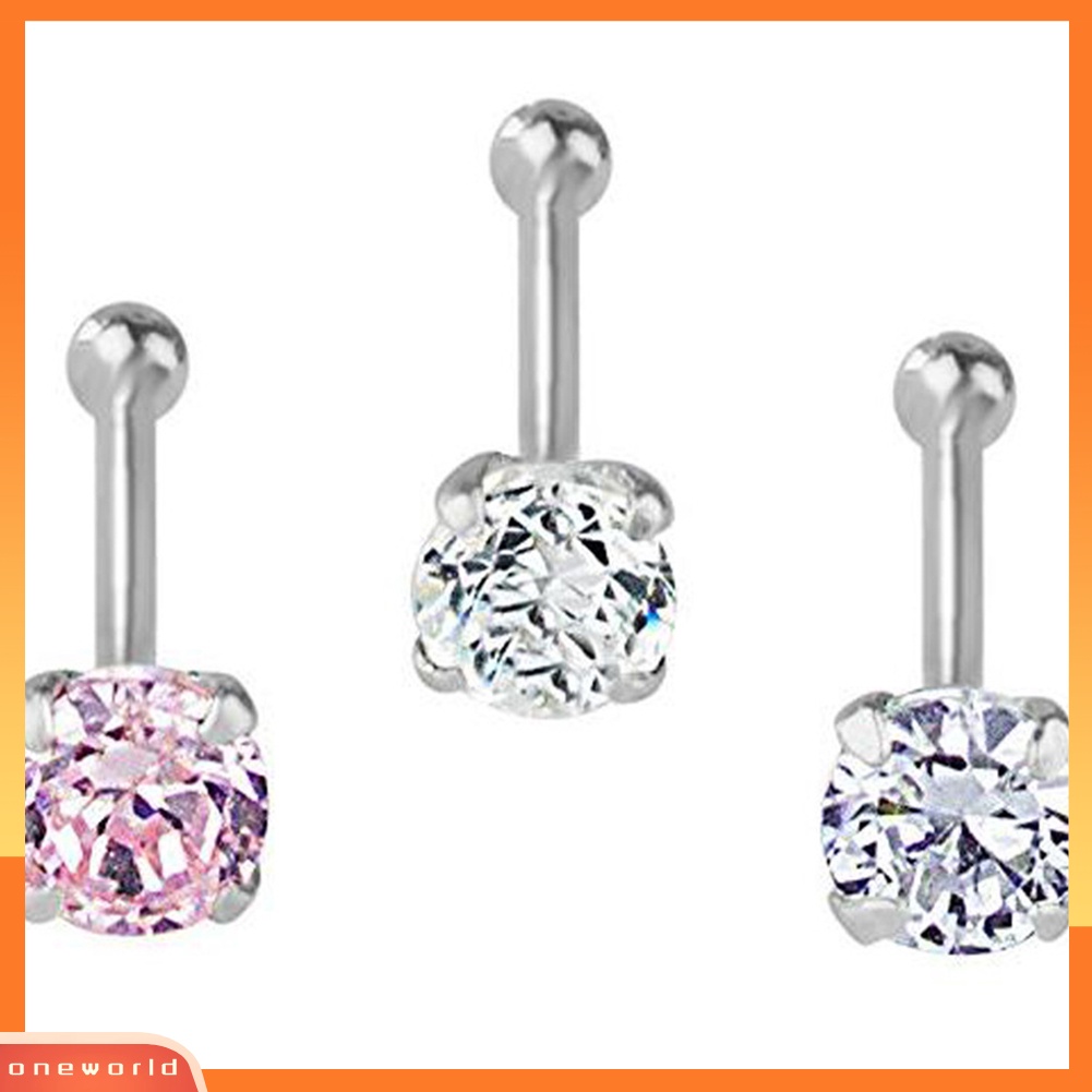 [oneworld] 3pcs/set Wanita Cubic Zirconia Stainless Steel Hidung Studs Perhiasan Tindik Tubuh