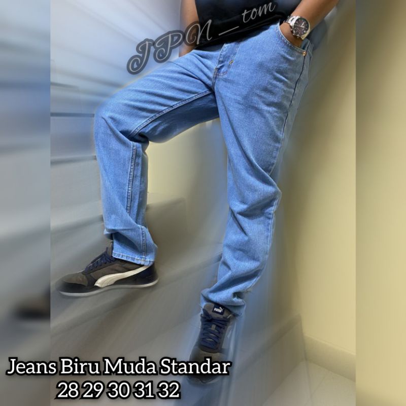 CELANA JEANS COKLAT PRIA UKURAN 28 29 30 31 32 CELANA PANJANG DENIM COWOK BASIC STANDAR REGULER BAHAN JINS TEBAL LONG PANTS HITAM NAVY CREAM GARMEN GREY ABU BIRU MUDA LEVI S M L XL TIDAK MELAR NO STRECH