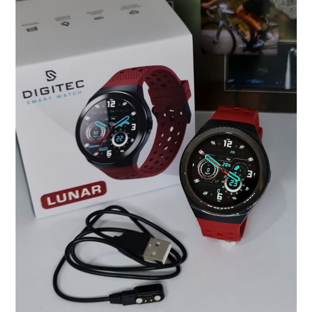 Jam Tangan Smartwatch DIGITEC LUNAR ORIGINAL LED Bulat Digital Import Murah Mewah BONUS BATERAI CADANGAN!