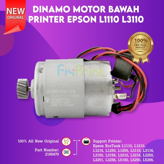 Dinamo Motor Bawah PF L1110 L1210 L1216 L1250 L1256 Printer Epson EcoTank L3116 L3110 L3156 L3210 L3150 L3216 L3251 L3250 L3256 L5190 L5290 L5296 New Original Part Number 2189470