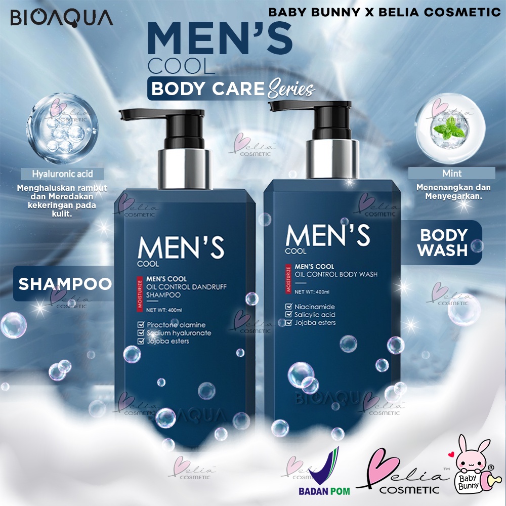 ❤ BELIA ❤ BIOAQUA Men's Cool Oil Control Firming Sabun Mandi Pria |  Sabun Mandi 400ml | Shampoo 400ml | BPOM