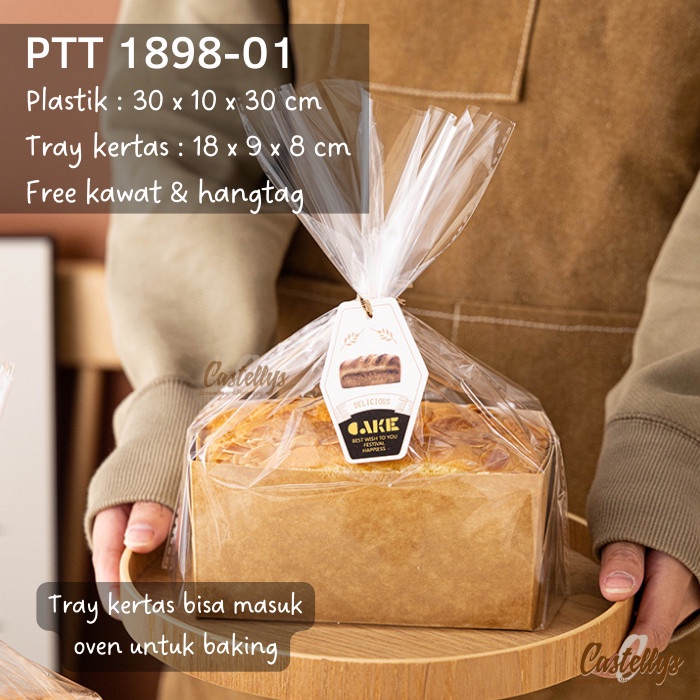 PTT 1898-01 Paper Tray Oven + Plastik Roti Tawar Pound Cake Bolu Manis