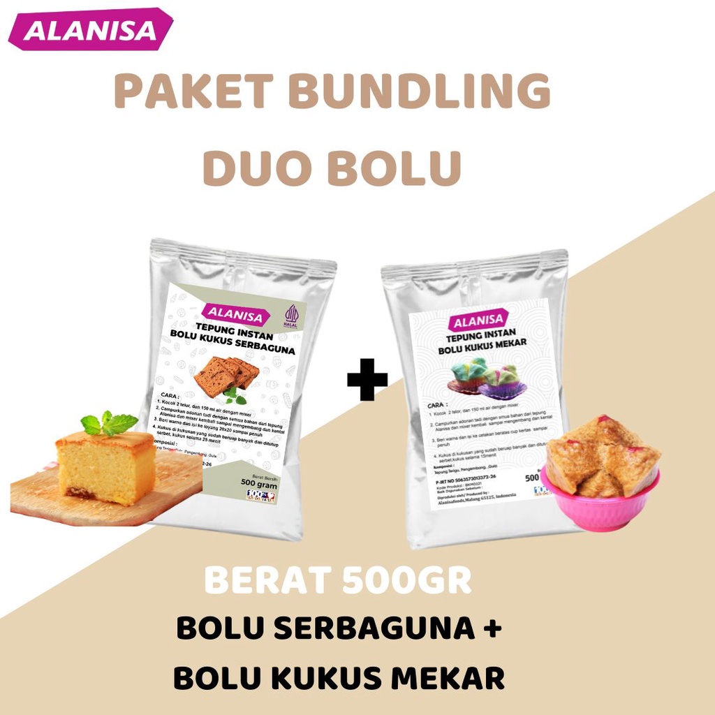 

BUNDLING DUO BOLU ( TEPUNG BOLU SERBAGUNA + TEPUNG BOLU KUKUS MEKAR )