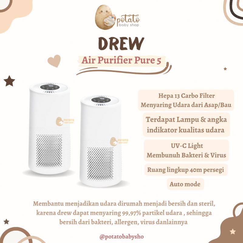 Drew Pure 5 - Air Purifier With Uvc Light Sterilization