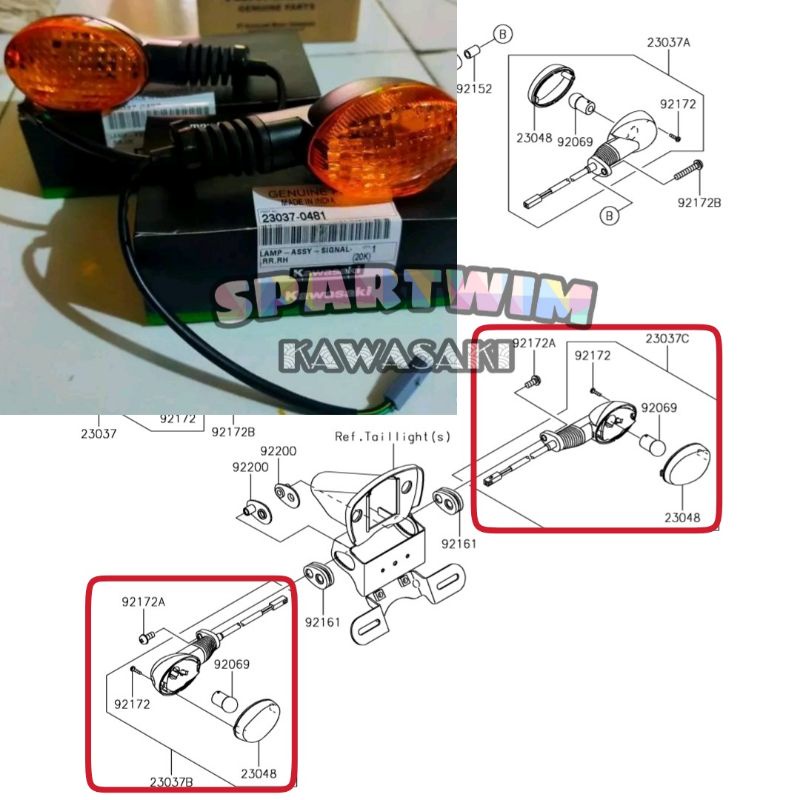 Lampu sein ritting sen belakang W175 W 175 original kawasaki