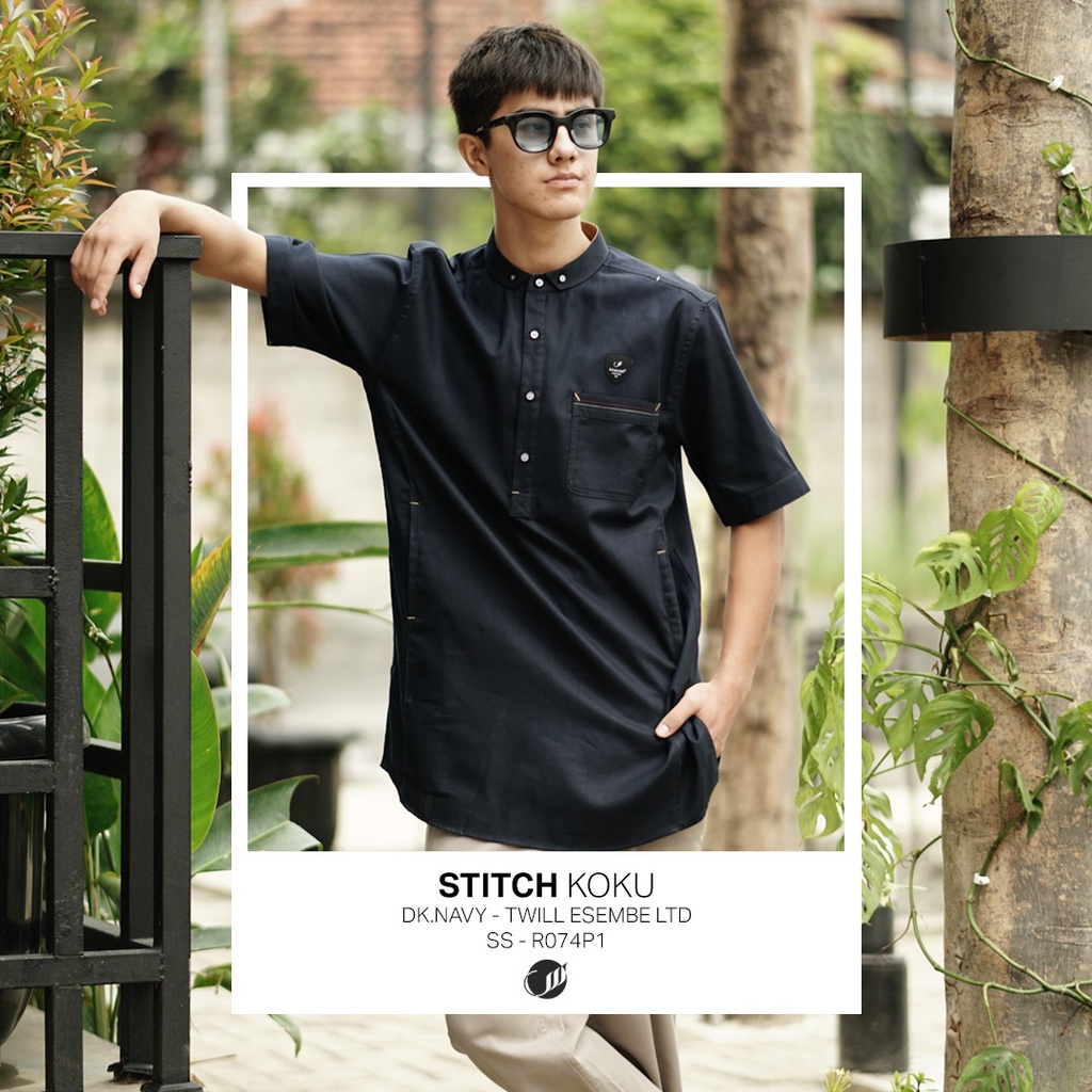 SAMASE Koku Stitch R074P Baju Koko Kurta Lengan Pendek Ori Samase Limited Terbaru