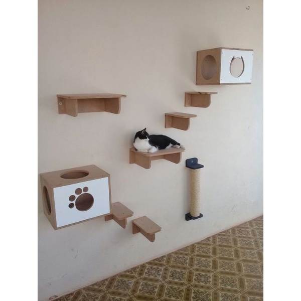READY STOCK cat Playground kayu / paket tempat bermain kucing kayu / rumah kucing kayu / paket