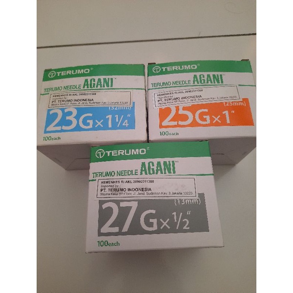 Needle Terumo 18g,23g,24g,25g,26g,27g,30g, Jarum Terumo Agani 18g-30g