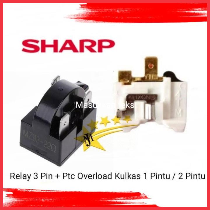 (JMS) Relay 3 pin + ptc overload kulkas Sharp 1 pintu / 2 pintu