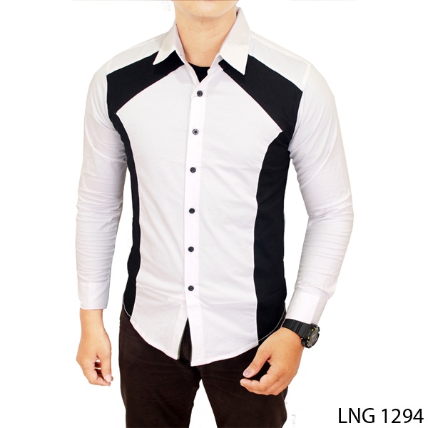 Mens Casual Long Sleeve Stylish Slim Fit Shirts Katun Biru – LNG 1657