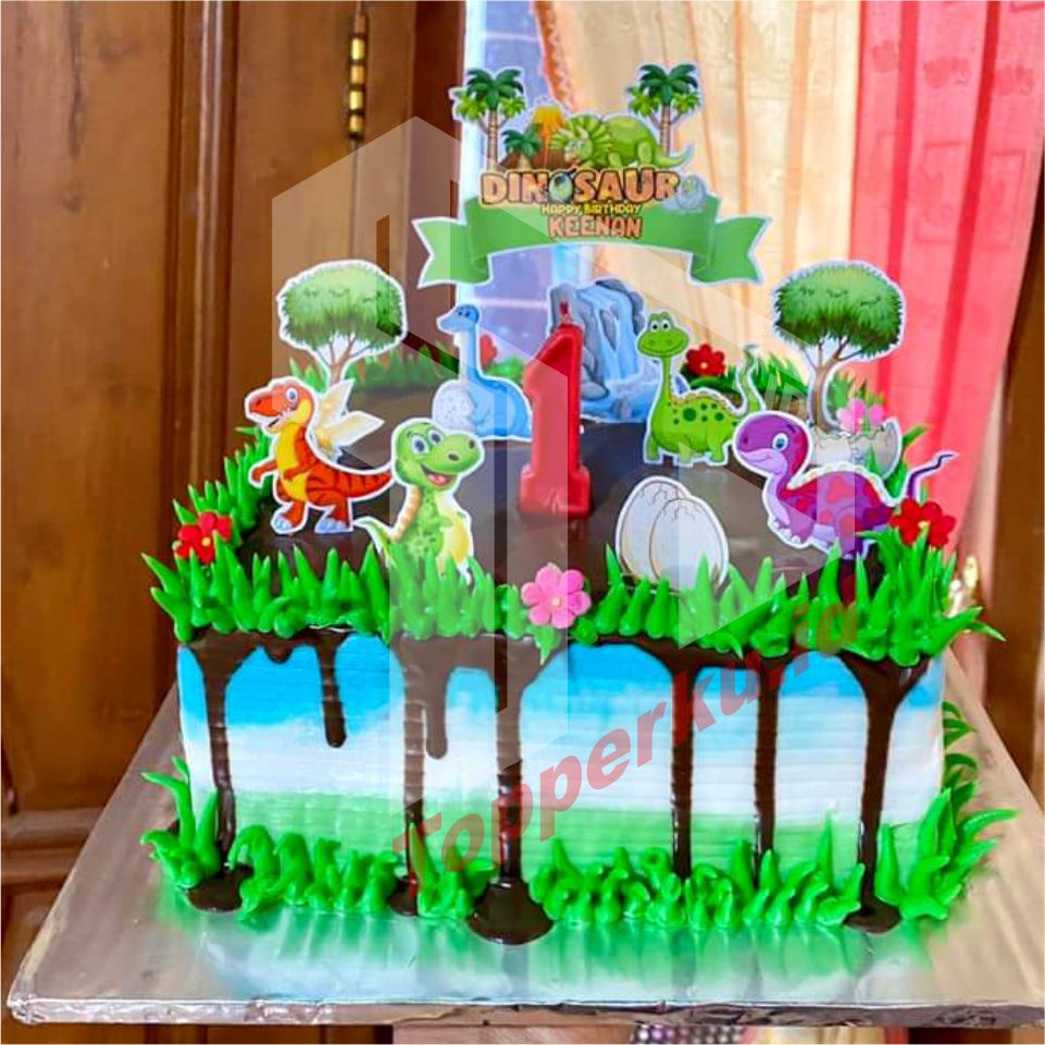 Topper Kue Ulang Tahun/Topper Kue Ulang Tahun Tema Dinosaurus Hiasan Cake Dinosaurus 02