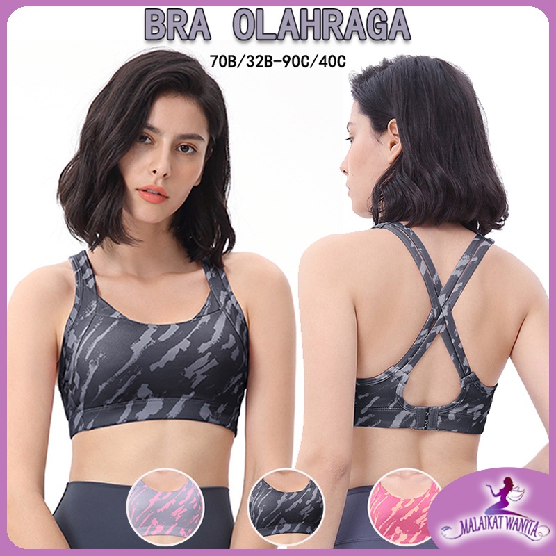 Sports bra jumbo Kembali Gesper Bra Olahraga Tali Silang Wanita Tahan Guncangan Yoga Lari Kebugaran Pakaian Dalam WX812