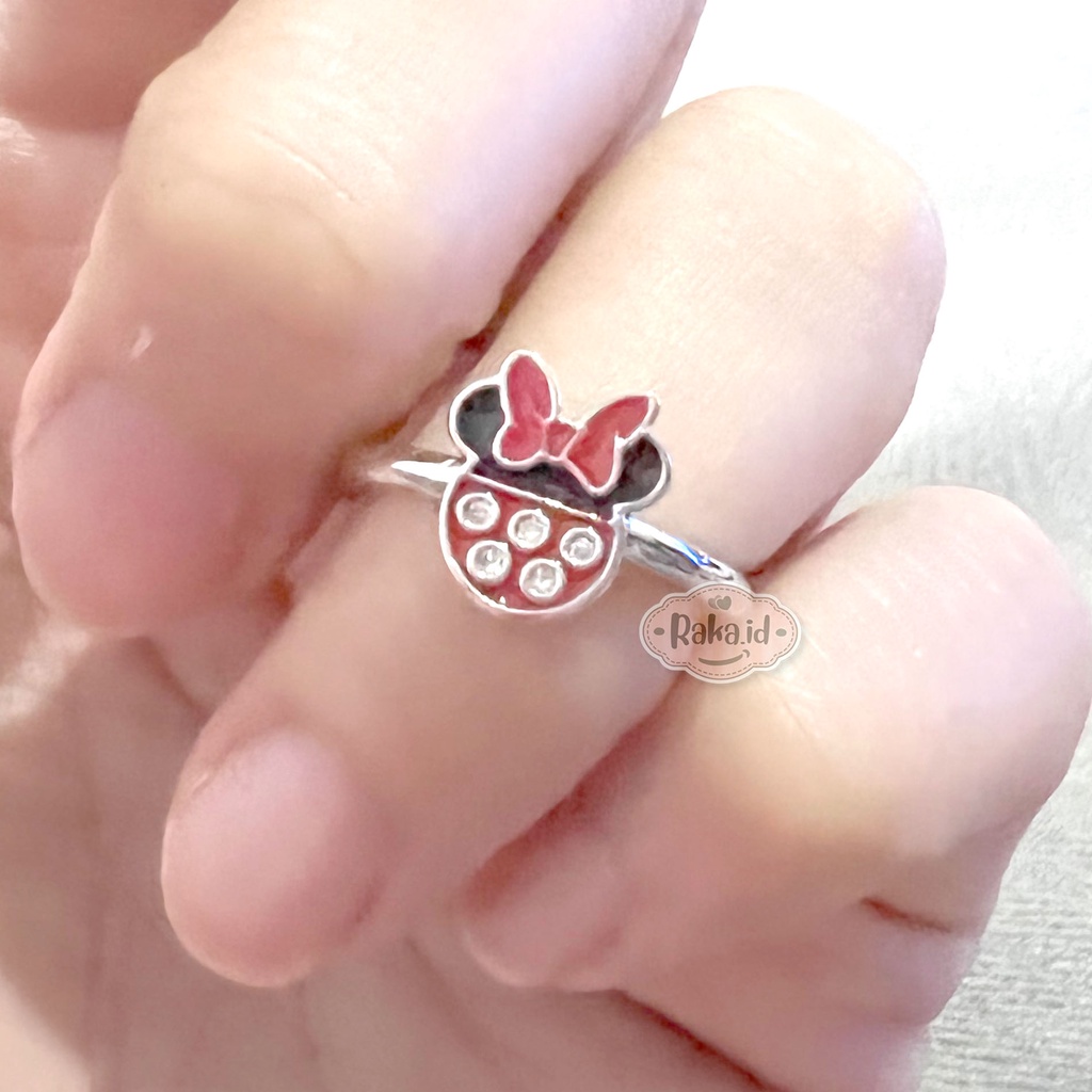 Raka Acc - Cincin Anak Xuping MINNIE MOUSE Pita Merah Perhiasan Lapis Emas 18k 253