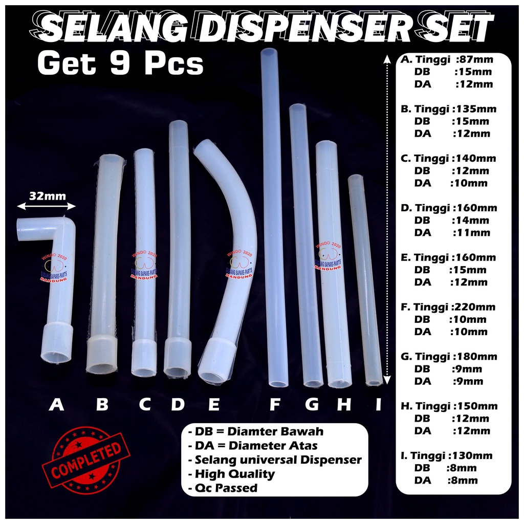 SELANG DISPENSER UNIVERSAL SET | SELANG AIR PANAS DISPENSER | SELANG AIR SET DISPENSER 9PC