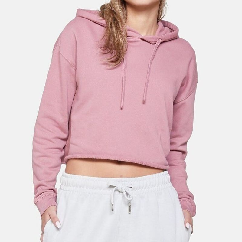 Hoodie Crop Top POLOS BASIC BIG SIZE ( S - 6XL ) Cropped Hoodie FLEECE Long Sleeve Dusty Pink Hitam Army Beige Cream