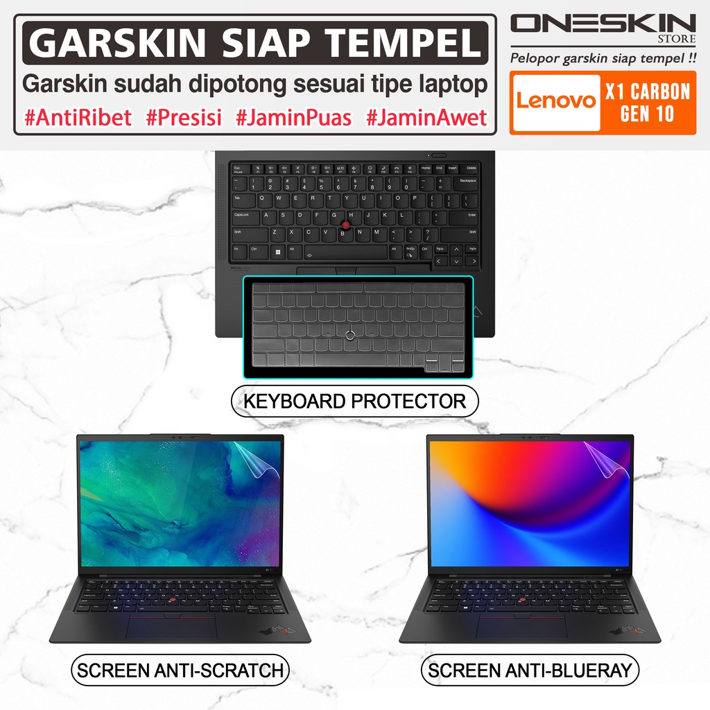 Garskin Sticker Laptop Pelindung Screen Keyboard Protector Lenovo ThinkPad X1 Carbon Gen 10 Gambar Full Body Silikon Bening Glossy Doff Tpu Cooskin