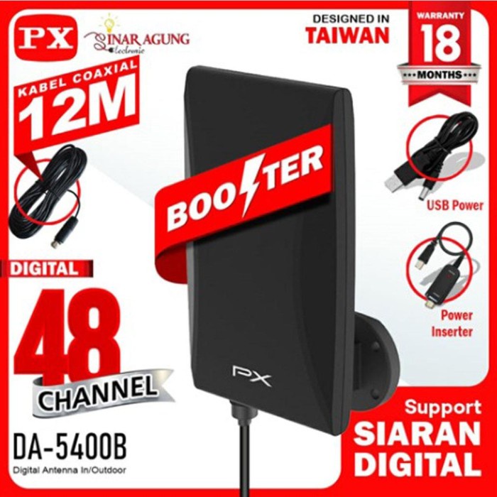 Tv Antena Tv Digital Dan Analog Px Da-5400B Booster Indoor Outdoor