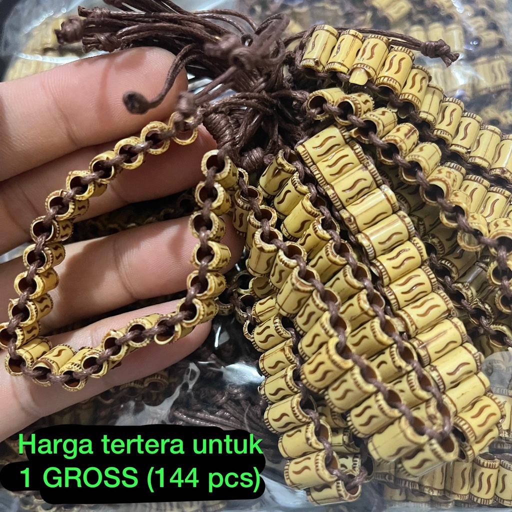 GROSIR 1 GROSS (144PCS) GELANG KAYU BAMBU WARNA TERANG