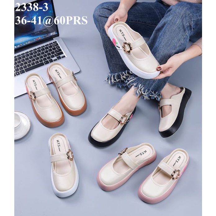 SEPATU SANDAL WANITA TERBARU SEPATU KARET SLIP ON JELLY MOTIF GESPER BUNGA 2338