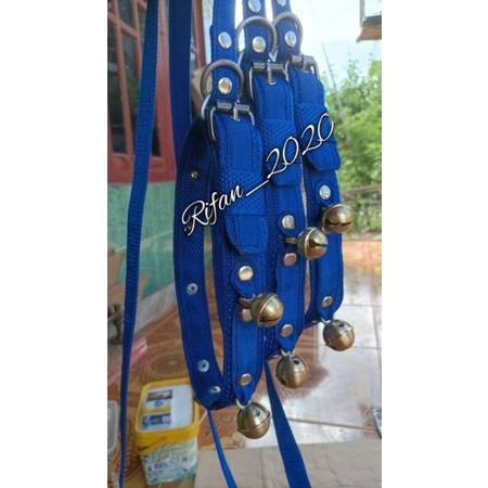 Aksesoris Kalung kambing domba etawa variasih longceng 3+Tali Tuntun lebar kalung 3,8c./COD