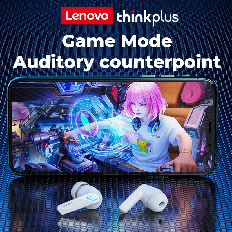 Thinkplus Lenovo GM2 Pro TWS Earphone Bluetooth 5.3 Headset Gaming Nirkabel Low Delay Bass HIFI Latensi rendah with Mikrofon 100%