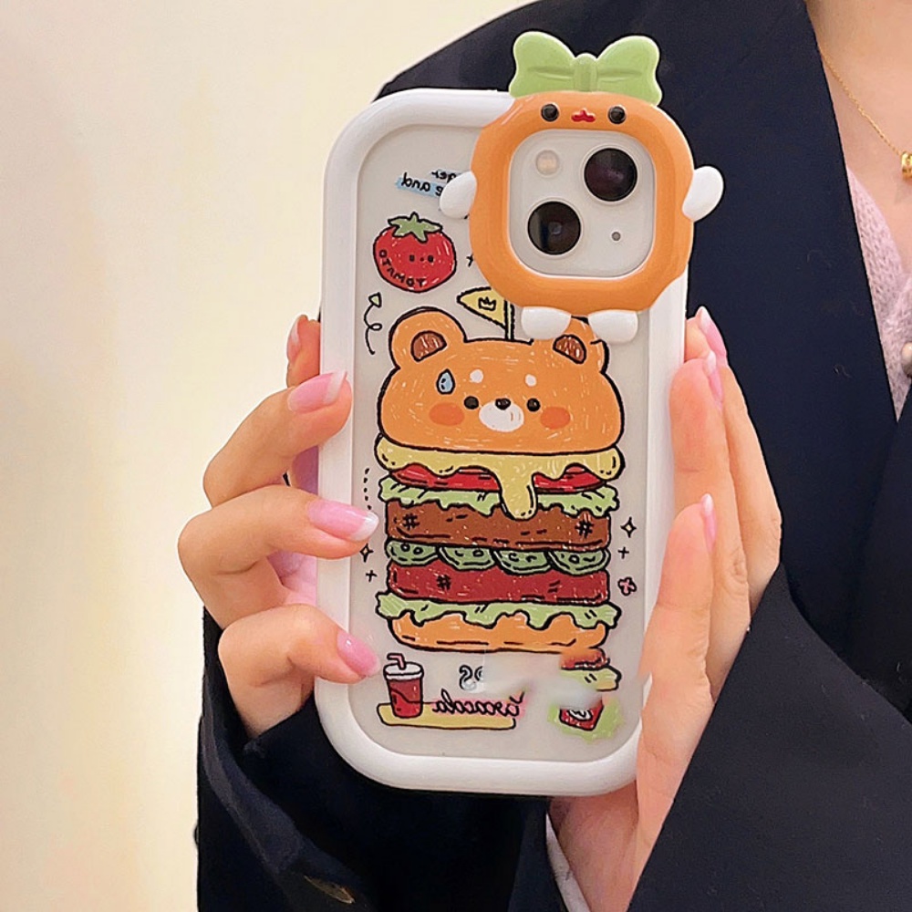 Redmi Note11 Pro Note11S 10C 10A 9C 9A 10 9T 9 Note10 5G 10s Note9 Note8 Poco M5S X3 NFC M3 Pro Case Kreatif MCD Hamburger Bear 3D Monster Lens Shockproof Phone Cover BY