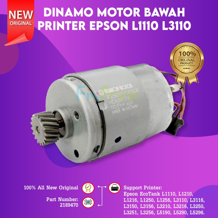 Dinamo Motor Bawah PF L1110 L1210 L1216 L1250 L1256 Printer Epson EcoTank L3116 L3110 L3156 L3210 L3150 L3216 L3251 L3250 L3256 L5190 L5290 L5296 New Original Part Number 2189470